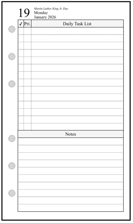 Pocket Daily and Monthly Planner, 1 Page Per Day, 2 Pages Per Month, With Lines, Style K2