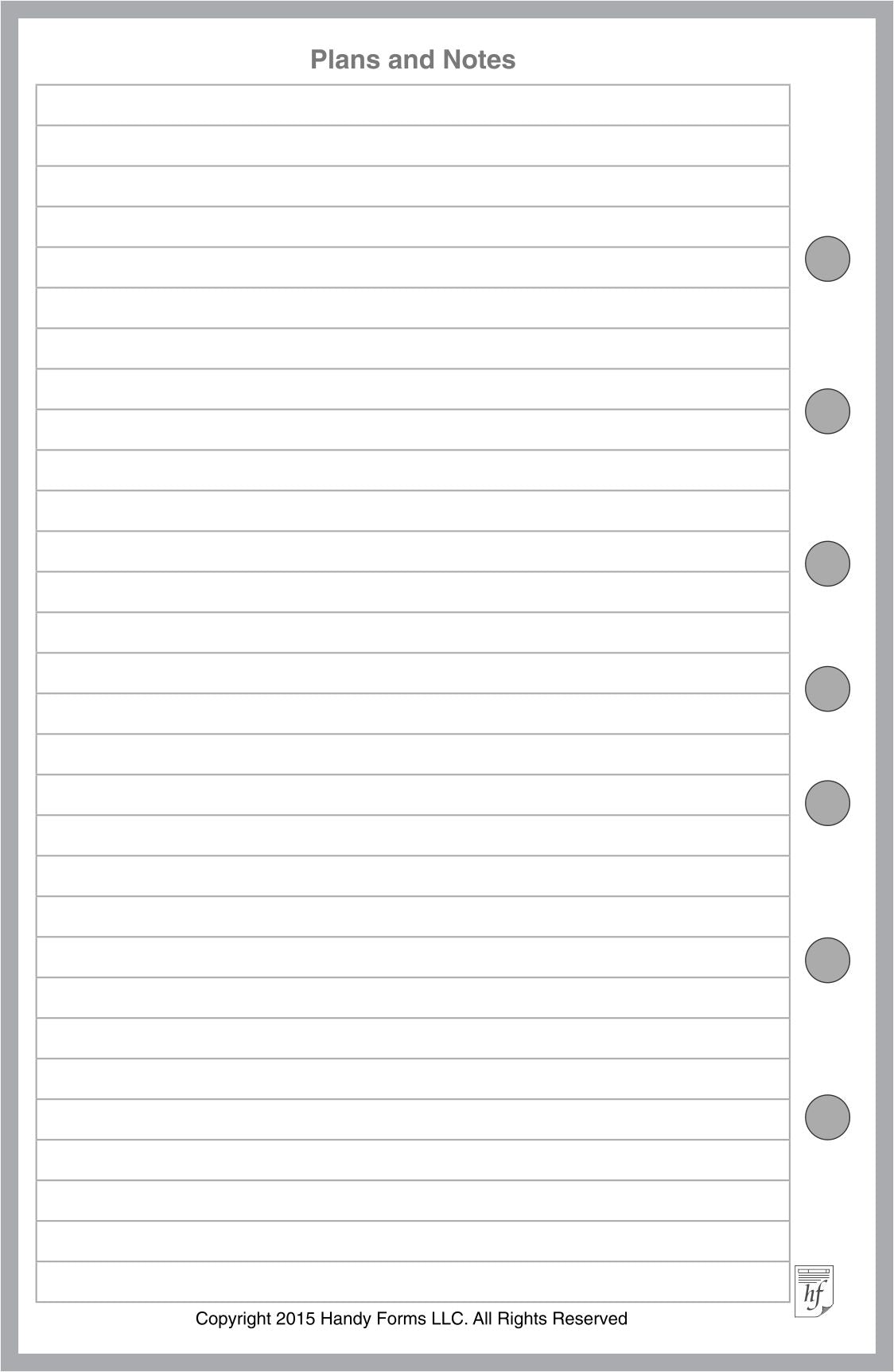 Half-letter size Daily Task List