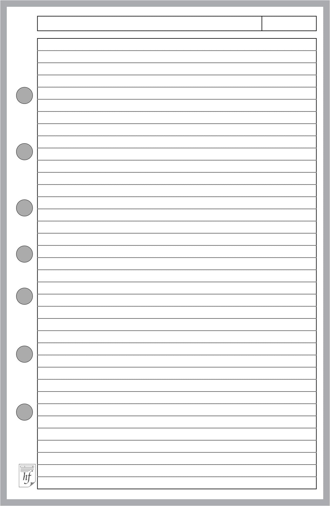 Half-letter size Note Paper with Subject Line