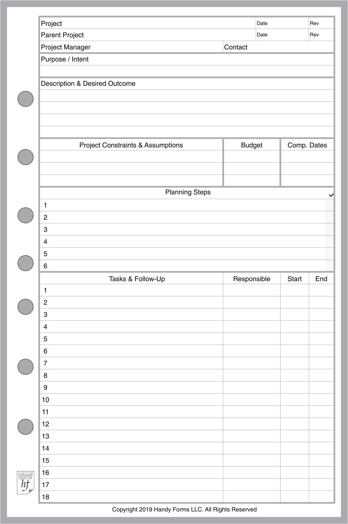Half-letter size Project Planner