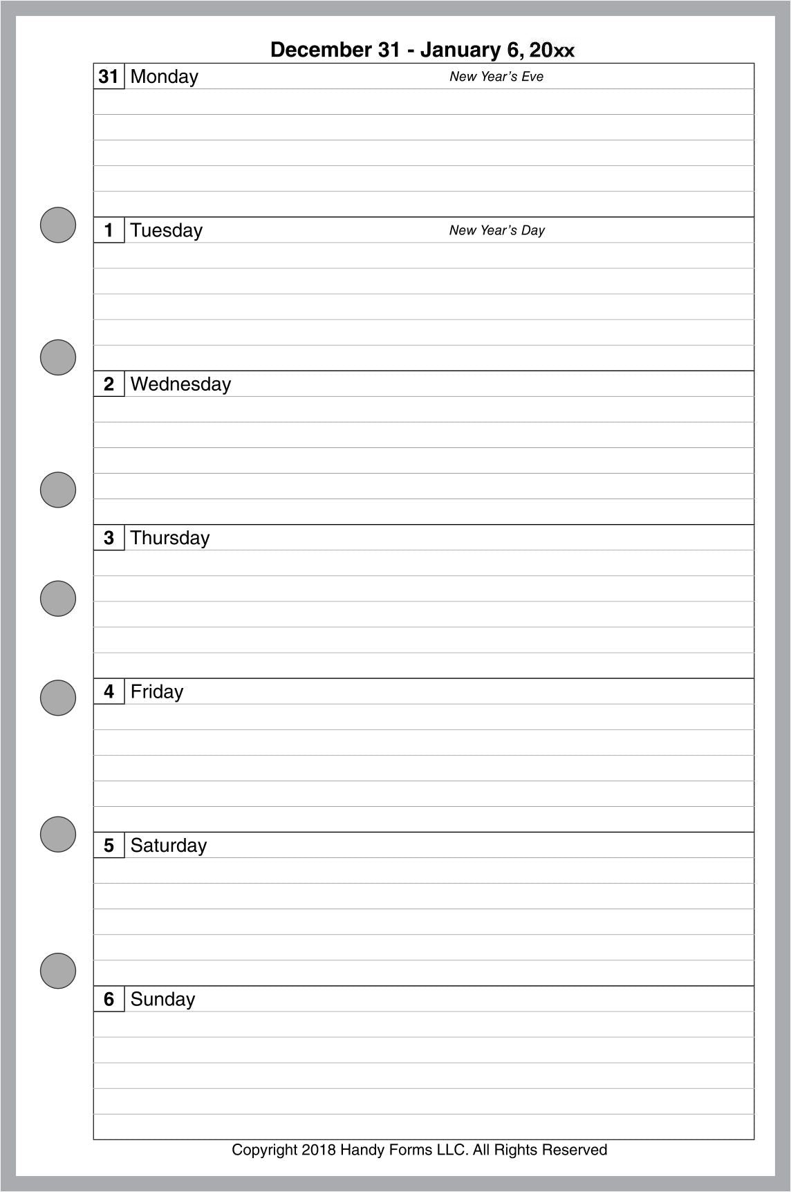Classic Weekly and Monthly Planner, 1 Page Per Week, 2 Pages Per Month, Style A