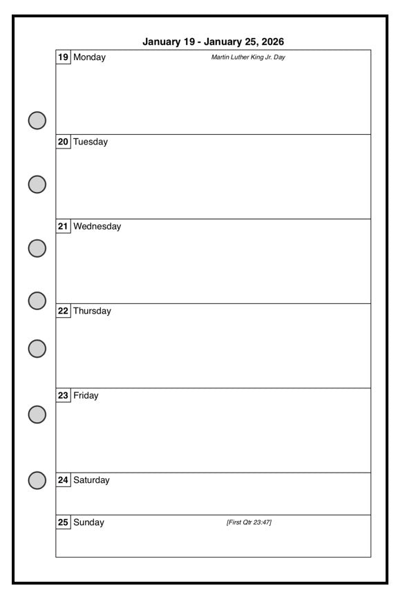 Classic Weekly and Monthly Planner, 1 Page Per Week, 2 Pages Per Month, Style H