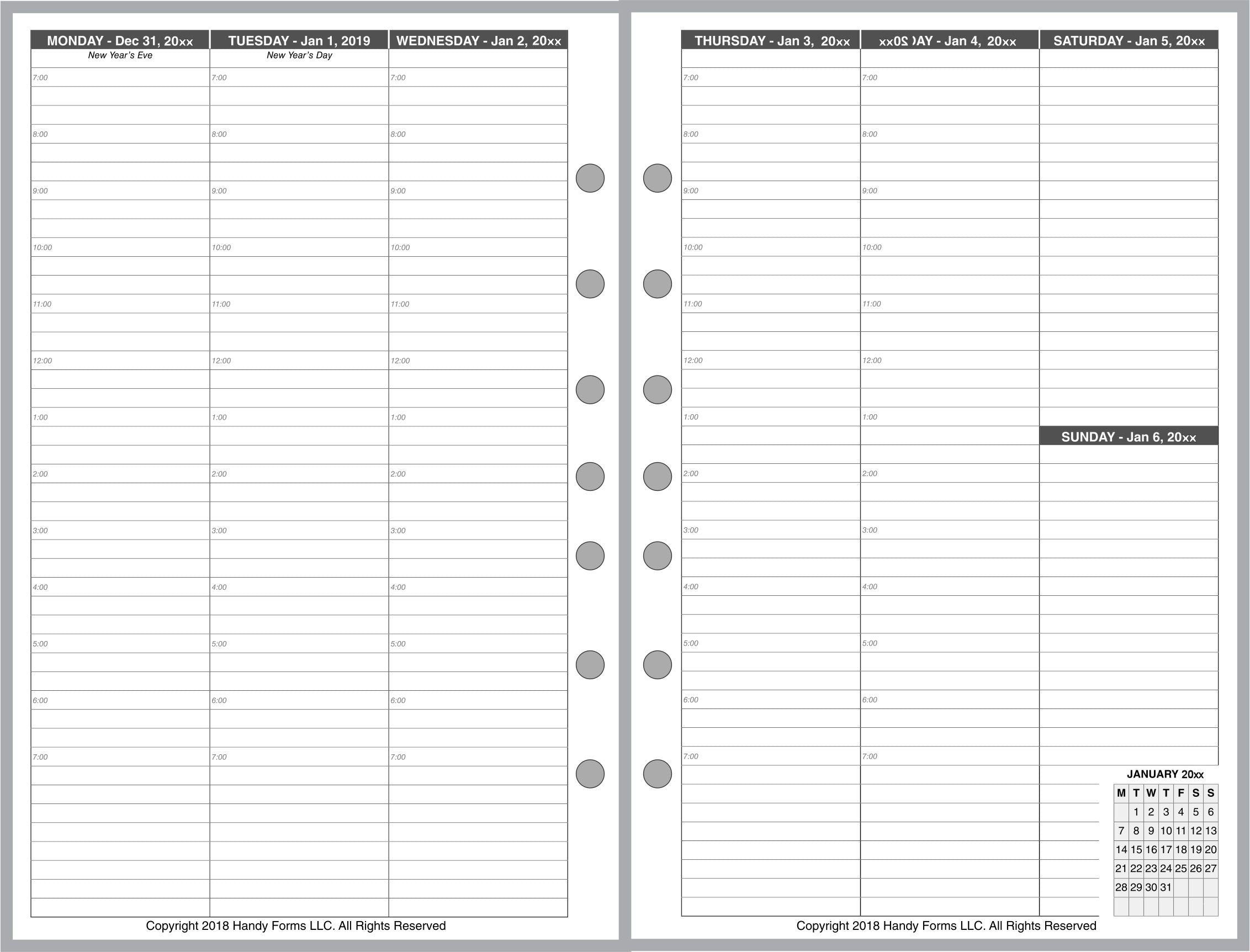 Half-letter size Weekly and Monthly Planner, 2 Pages Per Week, 2 Pages Per Month, Style B
