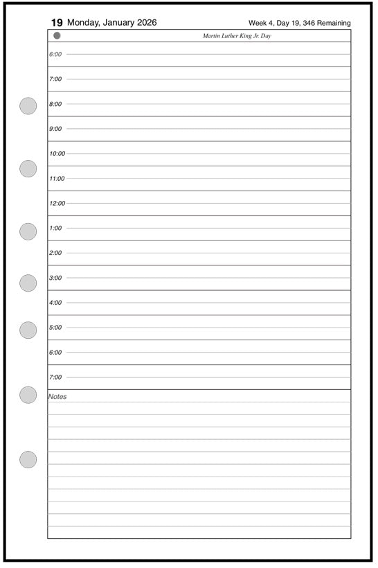 Half-letter size Daily and Monthly Planner, 1 Page Per Day, 2 Pages Per Month, With Lines, Style B