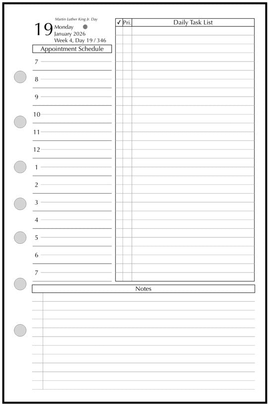 Franklin Classic Daily and Monthly Planner, 1 Page Per Day, 2 Pages Per Month, With Lines, Style D2