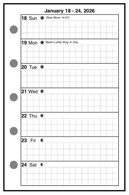 Mini Weekly and Monthly Planner, 1 Page Per Week, 2 Pages Per Month, With Grid, Style A