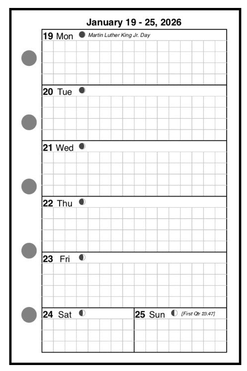 Mini Weekly and Monthly Planner, 1 Page Per Week, 2 Pages Per Month, With Grid, Style B