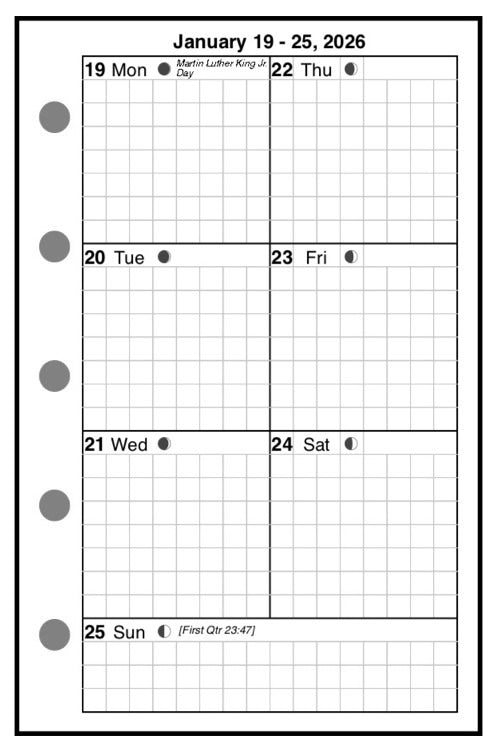 Mini Weekly and Monthly Planner, 1 Page Per Week, 2 Pages Per Month, With Grid, Style C