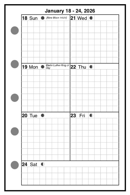 Mini Weekly and Monthly Planner, 1 Page Per Week, 2 Pages Per Month, With Grid, Style C