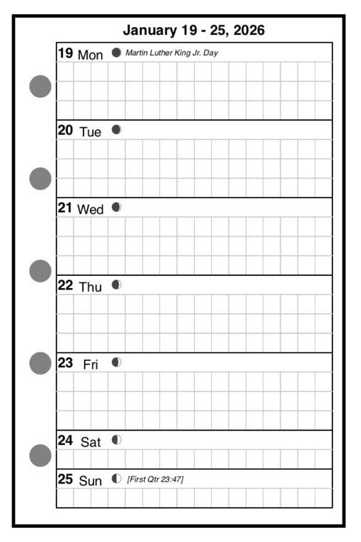 Mini Weekly and Monthly Planner, 1 Page Per Week, 2 Pages Per Month, With Grid, Style H