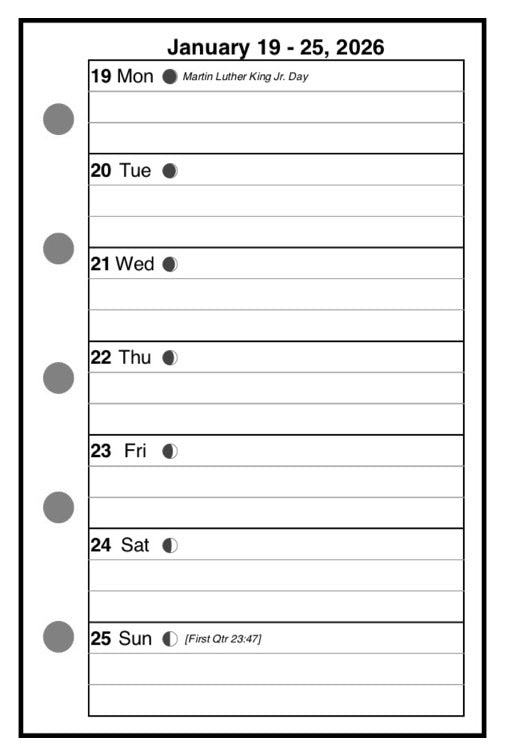 Mini Weekly and Monthly Planner, 1 Page Per Week, 2 Pages Per Month, With Lines, Style A