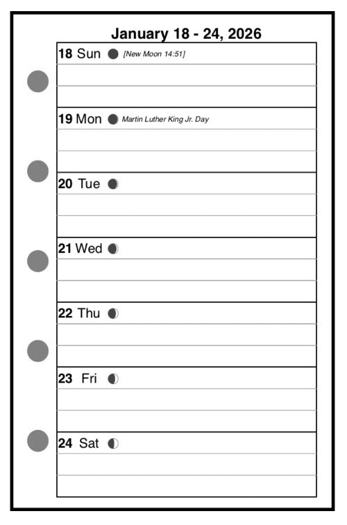 Mini Weekly and Monthly Planner, 1 Page Per Week, 2 Pages Per Month, With Lines, Style A