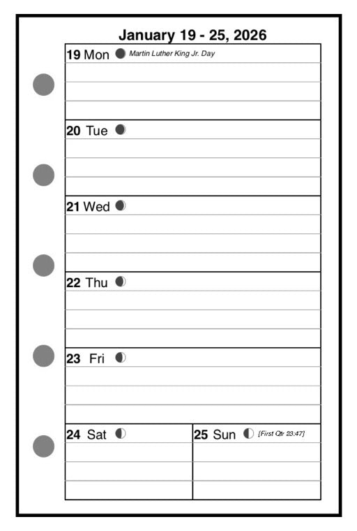 Mini Weekly and Monthly Planner, 1 Page Per Week, 2 Pages Per Month, With Lines, Style B