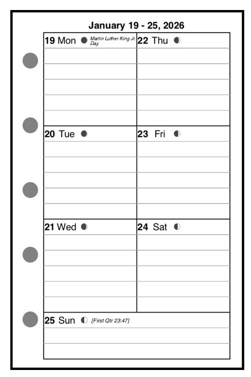 Mini Weekly and Monthly Planner, 1 Page Per Week, 2 Pages Per Month, With Lines, Style C