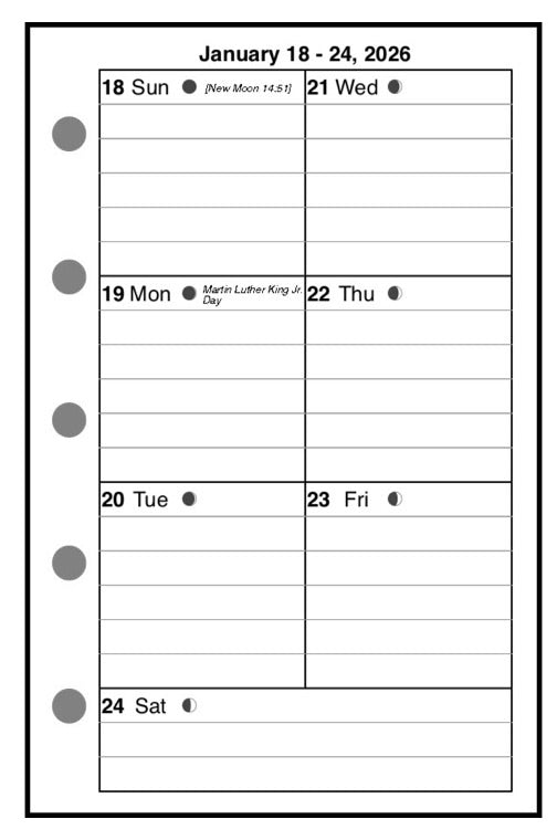 Mini Weekly and Monthly Planner, 1 Page Per Week, 2 Pages Per Month, With Lines, Style C