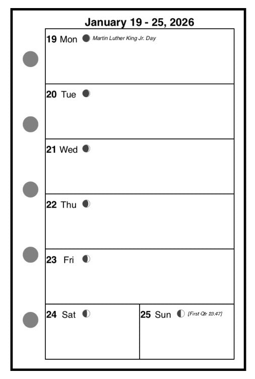 Mini Weekly and Monthly Planner, 1 Page Per Week, 2 Pages Per Month, No Lines, Style B