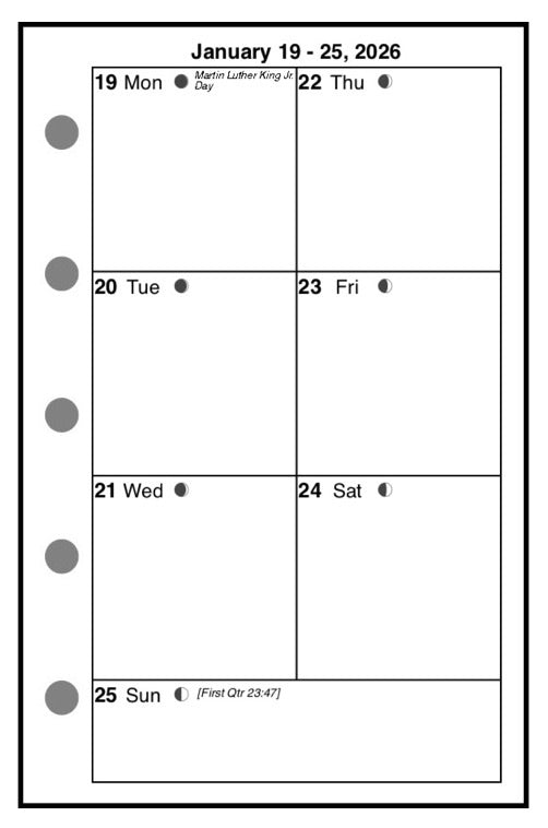 Mini Weekly and Monthly Planner, 1 Page Per Week, 2 Pages Per Month, No Lines, Style C
