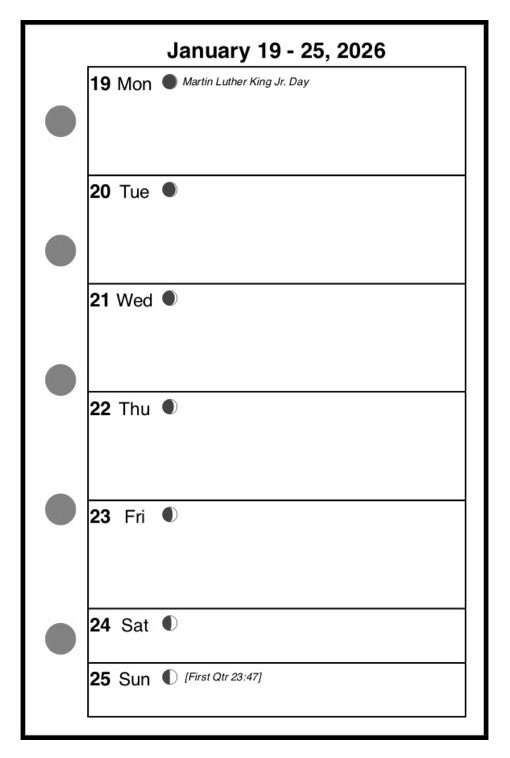 Mini Weekly and Monthly Planner, 1 Page Per Week, 2 Pages Per Month, No Lines, Style H