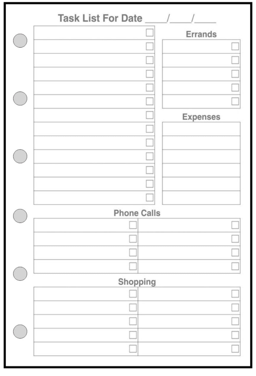 Pocket Daily Task List
