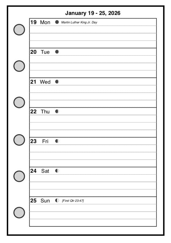 Pocket Weekly and Monthly Planner, 1 Page Per Week, 2 Pages Per Month, Style A