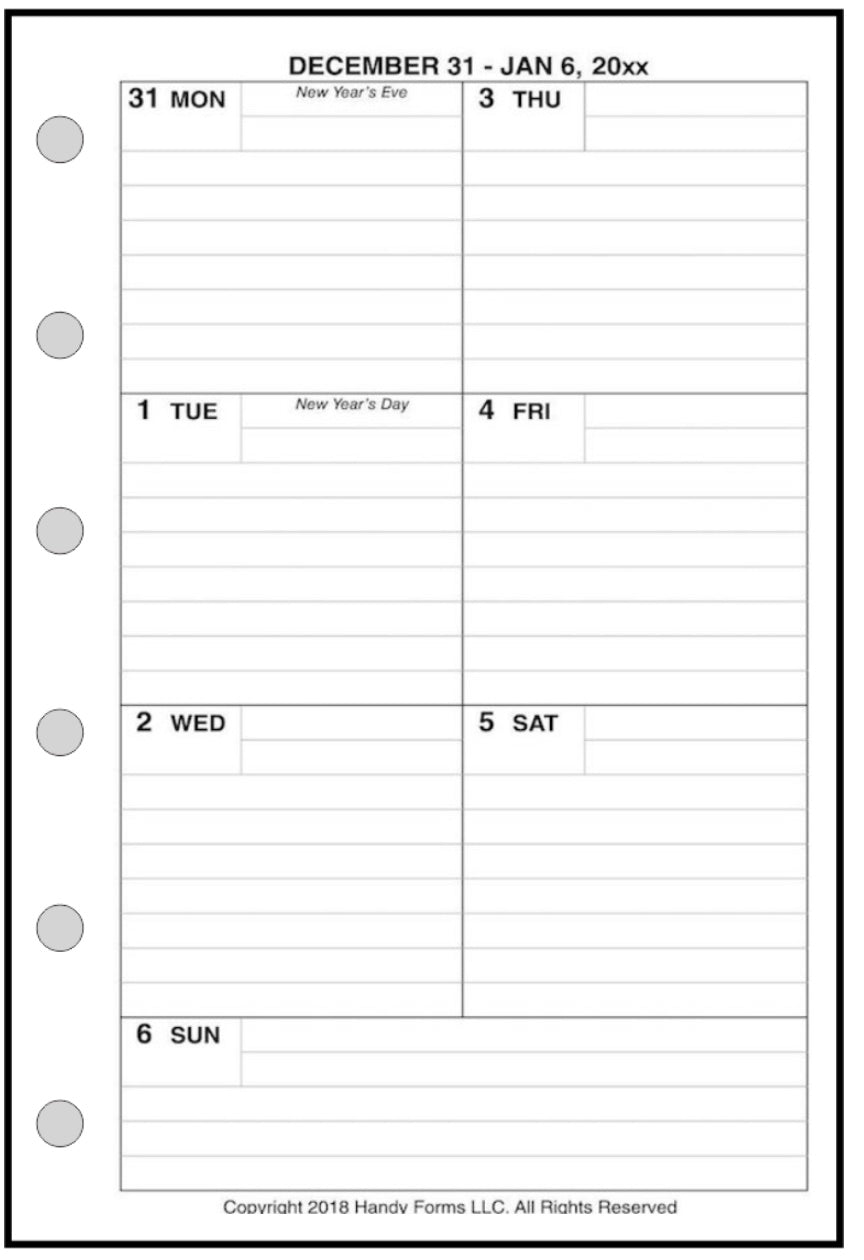 Pocket Weekly and Monthly Planner, 1 Page Per Week, 2 Pages Per Month, With Lines, Style C