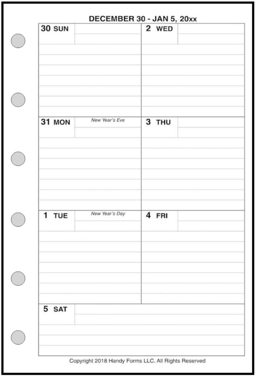 Pocket Weekly and Monthly Planner, 1 Page Per Week, 2 Pages Per Month, With Lines, Style C