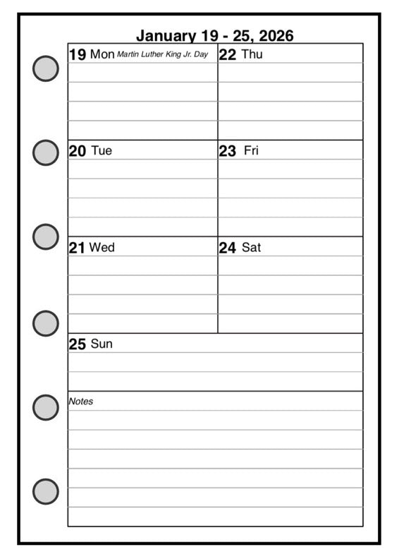 Pocket Weekly and Monthly Planner, 1 Page Per Week, 2 Pages Per Month, Style F