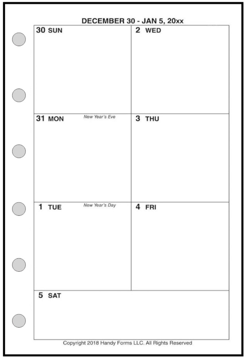 Pocket Weekly and Monthly Planner, 1 Page Per Week, 2 Pages Per Month, No Lines, Style C