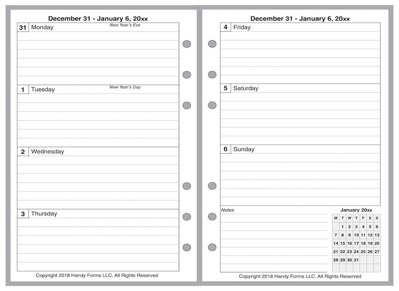 Pocket Weekly and Monthly Planner, 2 Pages Per Week, 2 Pages Per Month, Style A