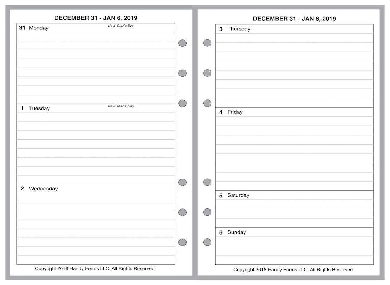 Pocket Weekly and Monthly Planner, 2 Pages Per Week, 2 Pages Per Month, Style B