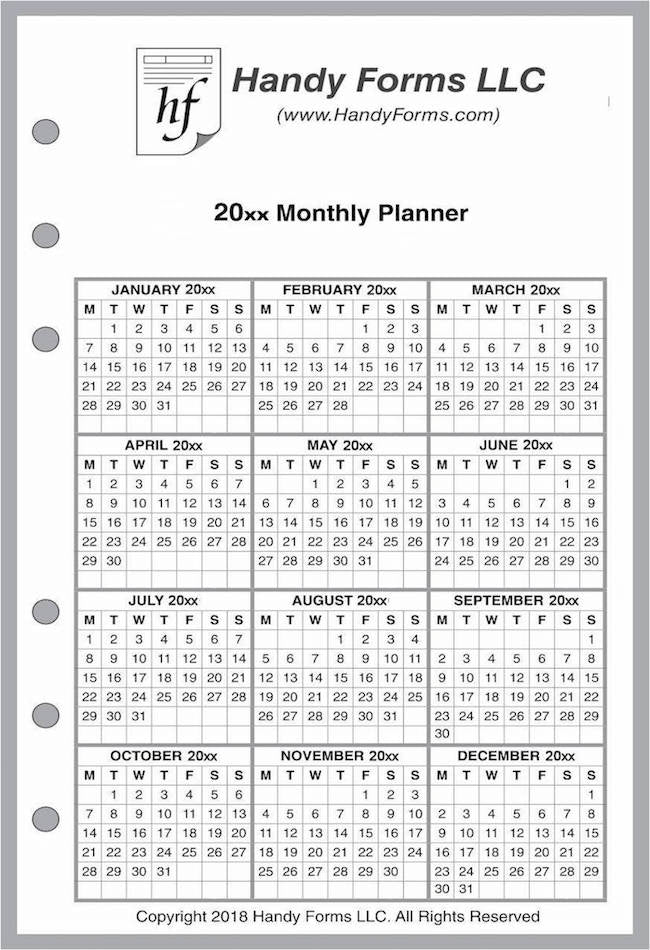 Pocket Monthly Planner, 2 Pages Per Month, With Lines