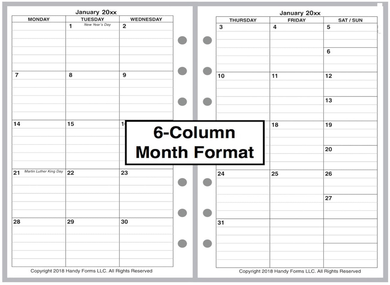 Pocket Weekly and Monthly Planner, 1 Page Per Week, 2 Pages Per Month, With Lines, Style B