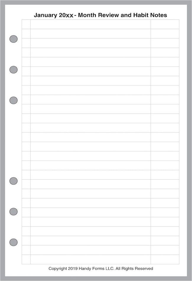 Pocket Monthly Planner and Habit Tracker, No Lines