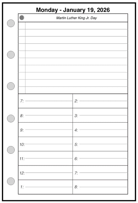 Pocket Daily and Monthly Planner, 1 Page Per Day, 2 Pages Per Month, With Lines, Style A