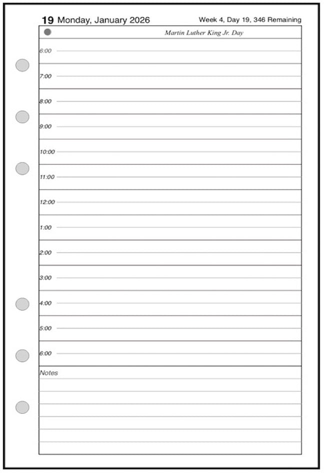 Pocket Daily and Monthly Planner, 1 Page Per Day, 2 Pages Per Month, With Lines, Style B
