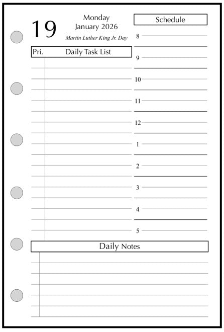 Pocket Daily and Monthly Planner, 1 Page Per Day, 2 Pages Per Month, With Lines, Style D1