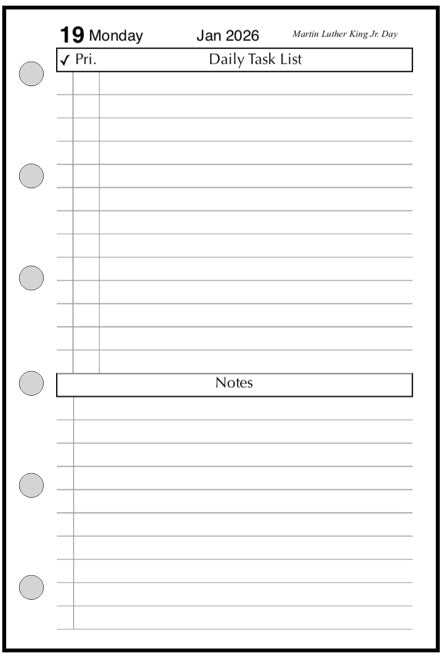 Pocket Daily and Monthly Planner, 1 Page Per Day, 2 Pages Per Month, With Lines, Style F