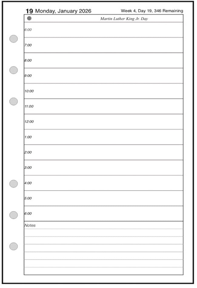 Pocket Daily and Monthly Planner, 1 Page Per Day, 2 Pages Per Month, No Lines, Style B