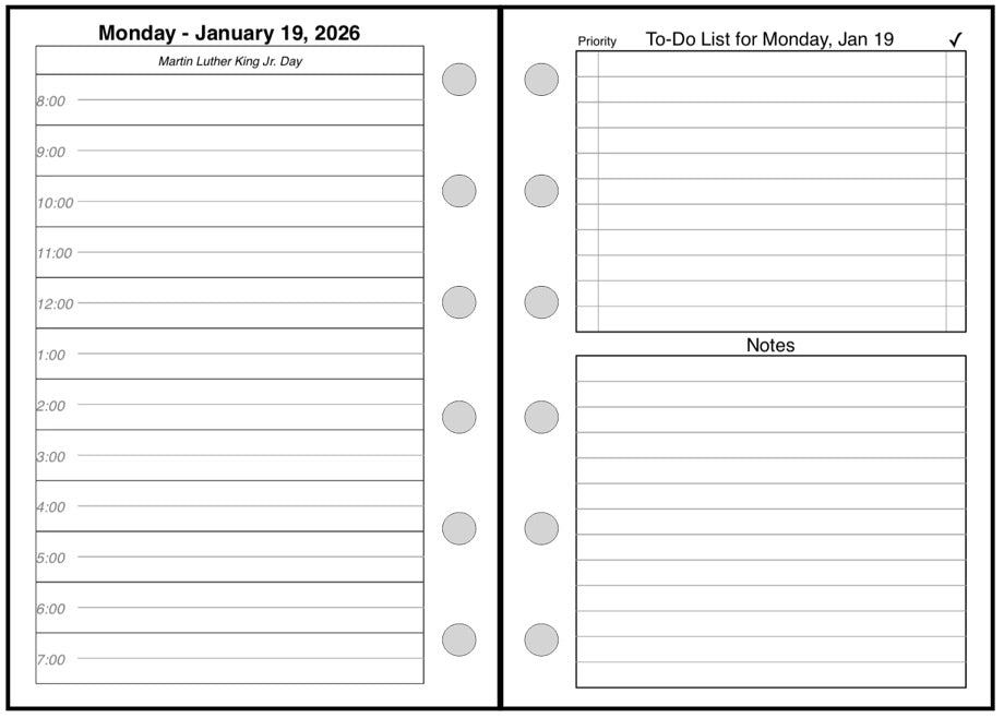 Pocket Daily and Monthly Planner, 2 Pages Per Day, 2 Pages Per Month, With Lines, Style B