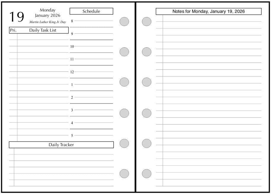 Pocket Daily and Monthly Planner, 2 Pages Per Day, 2 Pages Per Month, With Lines, Style D1