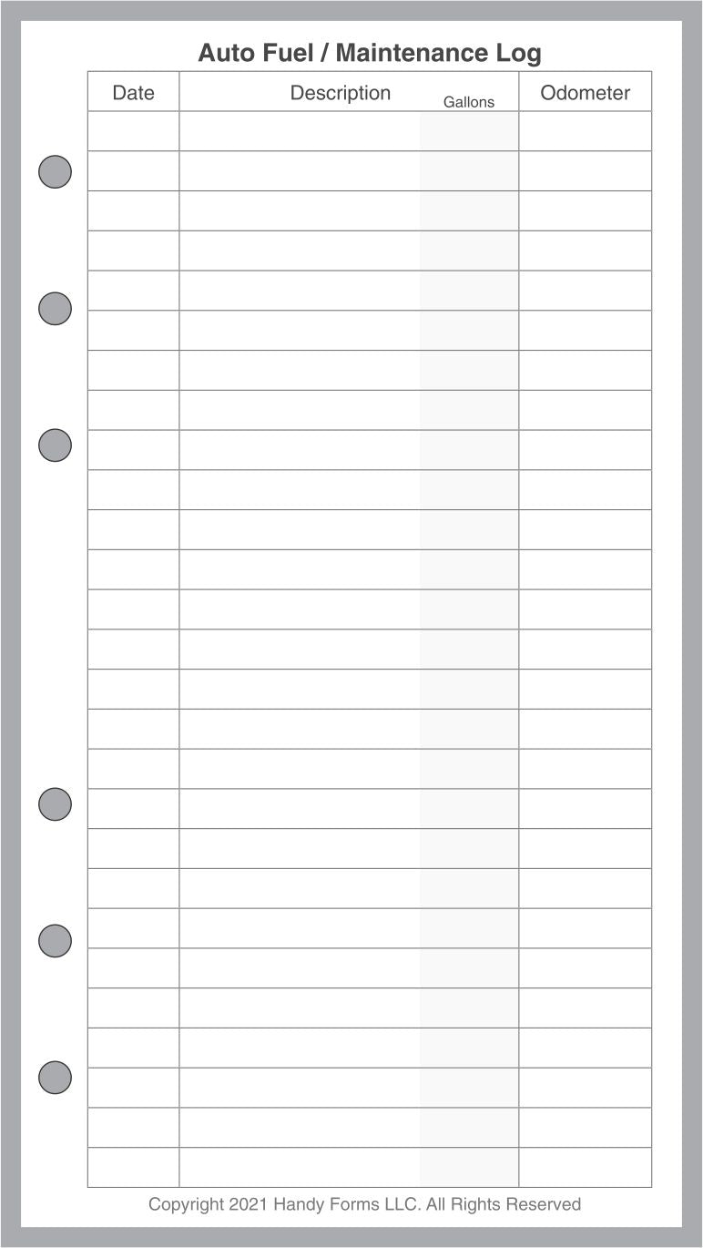 [size] Automobile Fuel & Maintenance Log