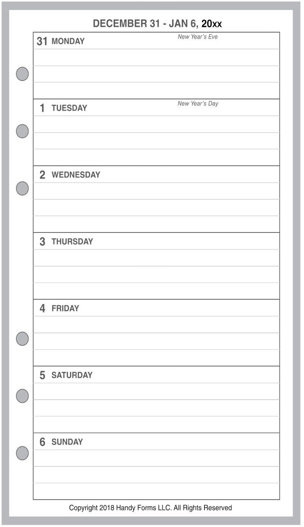 Personal Weekly and Monthly Planner, 1 Page Per Week, 2 Pages Per Month, With Lines, Style A