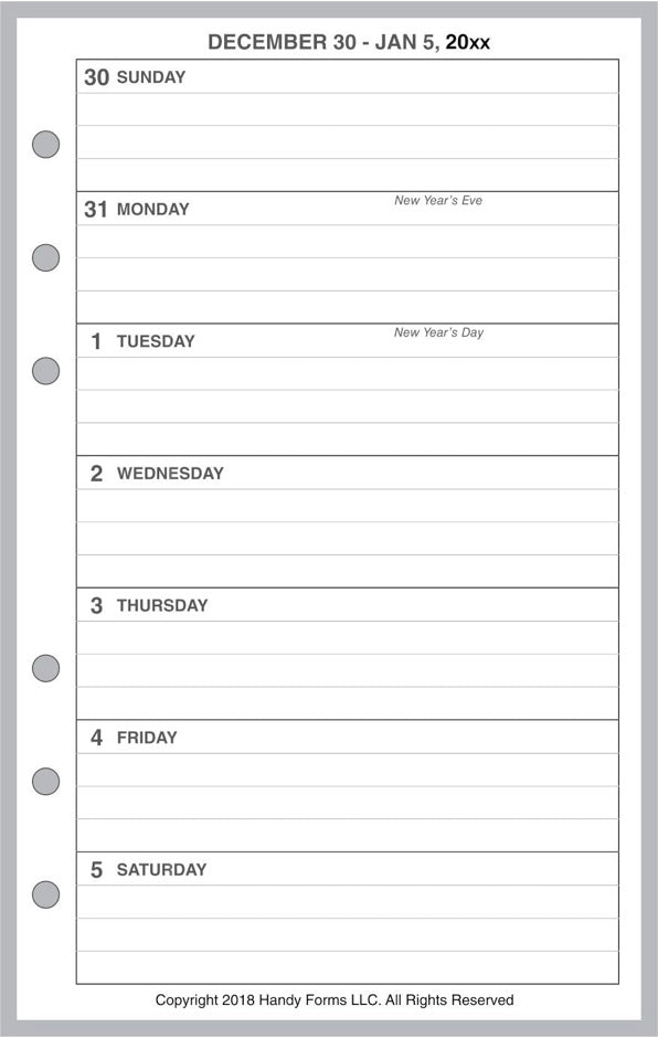 Personal Weekly and Monthly Planner, 1 Page Per Week, 2 Pages Per Month, With Lines, Style A