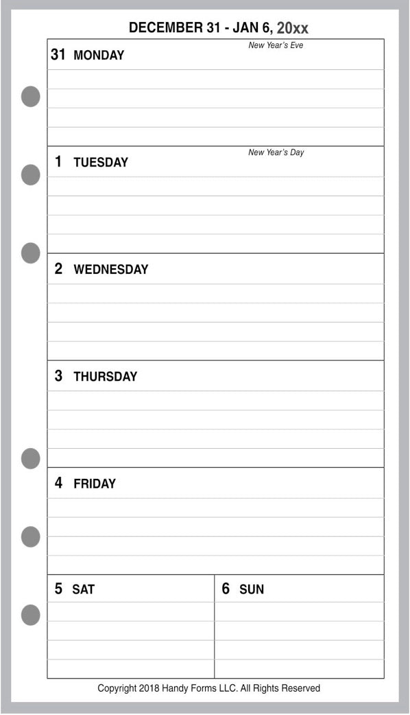 Personal Weekly and Monthly Planner, 1 Page Per Week, 2 Pages Per Month, With Lines, Style B