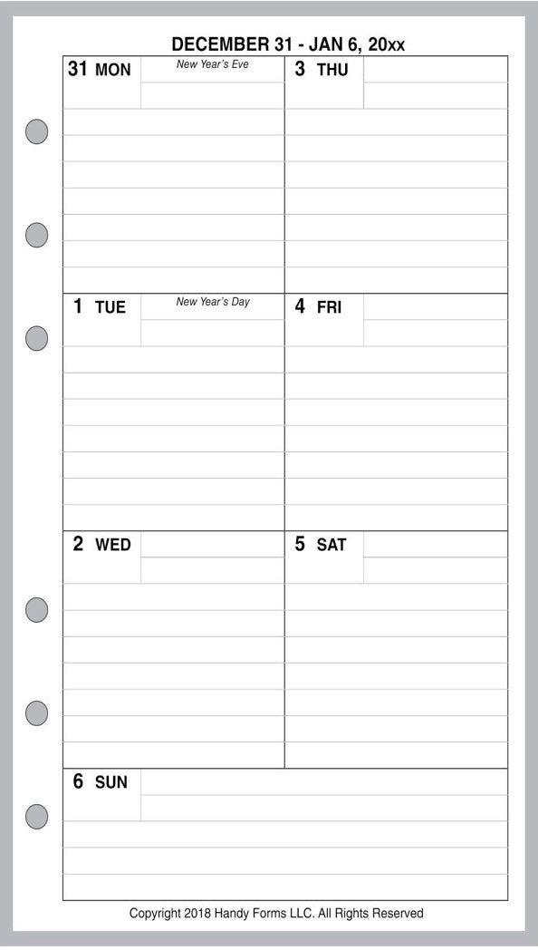 Personal Weekly and Monthly Planner, 1 Page Per Week, 2 Pages Per Month, With Lines, Style C