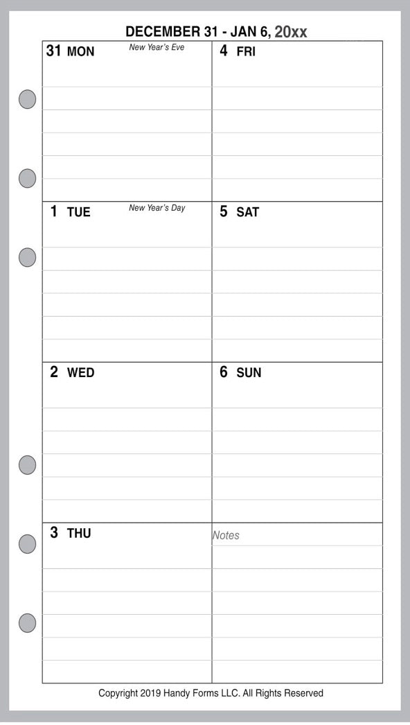 Personal Weekly and Monthly Planner, 1 Page Per Week, 2 Pages Per Month, With Lines, Style D
