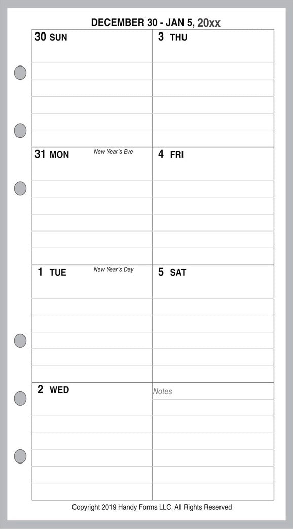 Personal Weekly and Monthly Planner, 1 Page Per Week, 2 Pages Per Month, With Lines, Style D