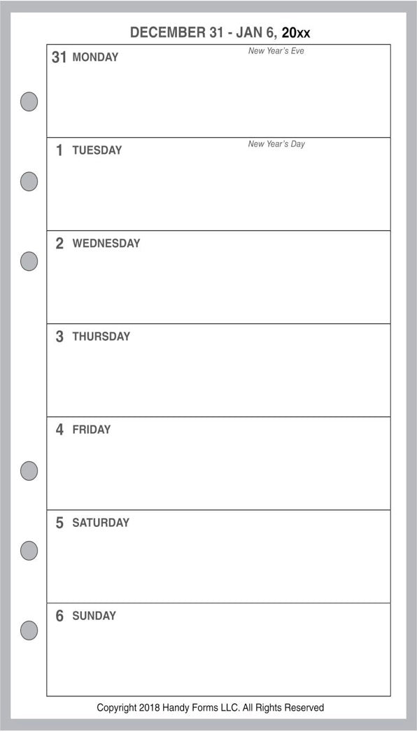 Personal Weekly and Monthly Planner, 1 Page Per Week, 2 Pages Per Month, No Lines, Style A