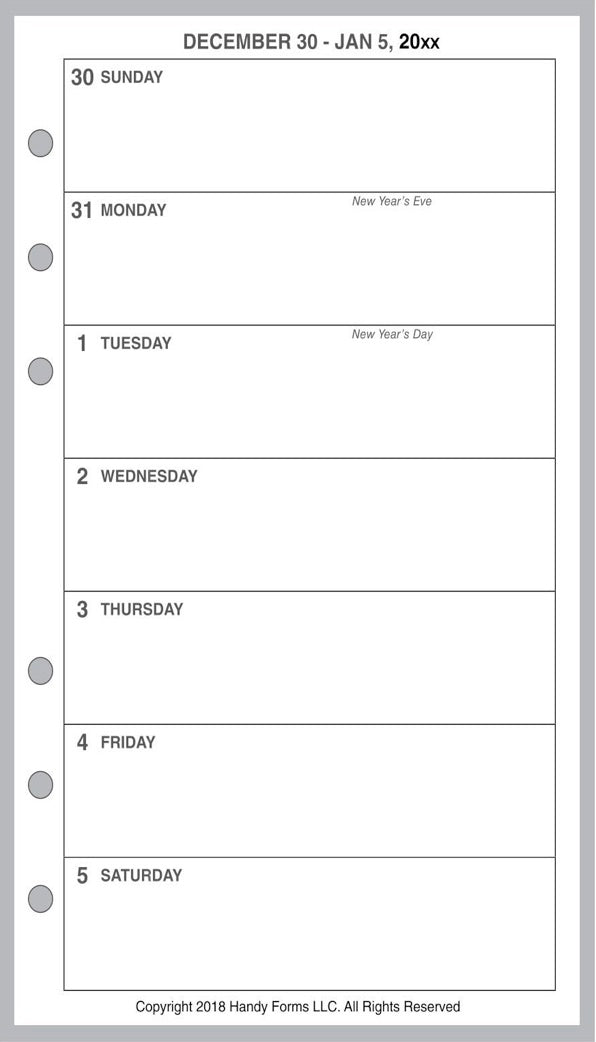Personal Weekly and Monthly Planner, 1 Page Per Week, 2 Pages Per Month, No Lines, Style A