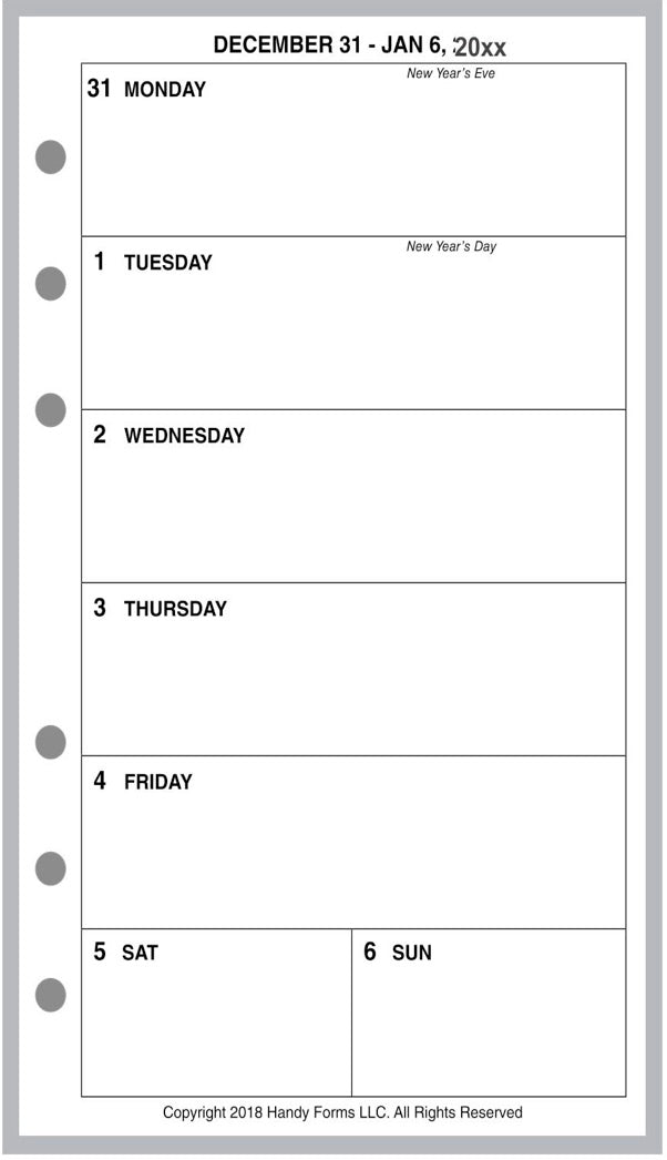 Personal Weekly and Monthly Planner, 1 Page Per Week, 2 Pages Per Month, No Lines, Style B
